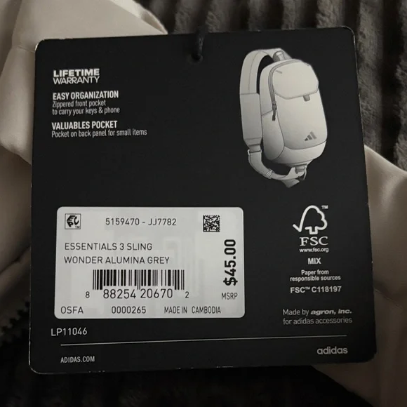 Adidas Alumina Grey Crossbody Bag with Logo - Picture 6 of 14